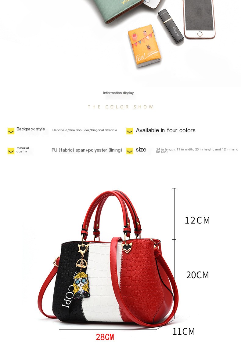 Large Handbag in Crocodile Pattern