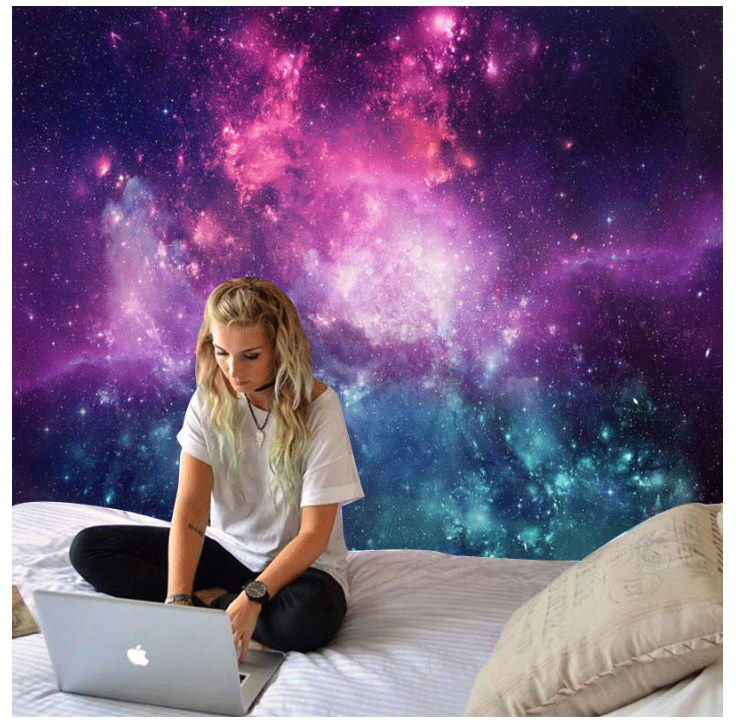 Pink and Blue Universe Tapestry Image 2