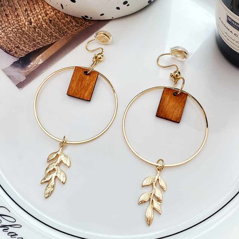 Wooden Leaf Earrings Image 4
