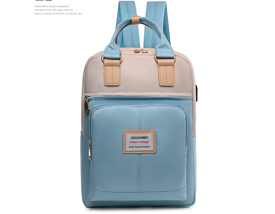 Fashionable USB Rechargeable Backpack - Blue