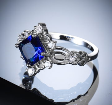 Square Platinum Color Diamond Ring Image 4