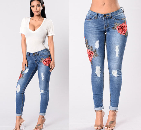 Embroidered Denim Pants Variation 3