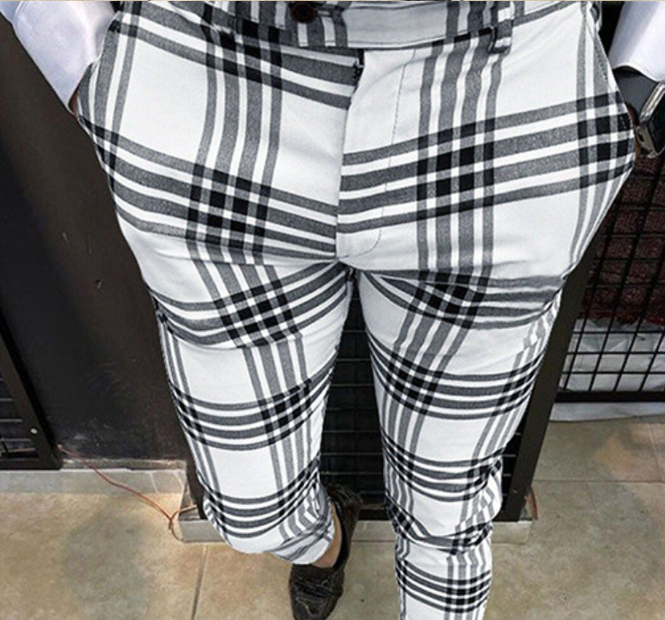 Plaid Striped Casual Pencil Pants 4