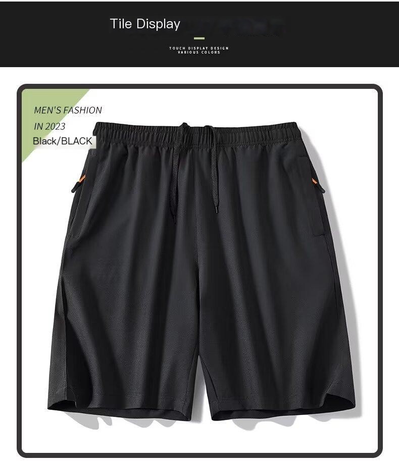 Men's Shorts Summer New Cross-border Ice-cool Four-sided Elastic Outer Wear Pants Casual Sports Pants Ice Silk Beach Pants