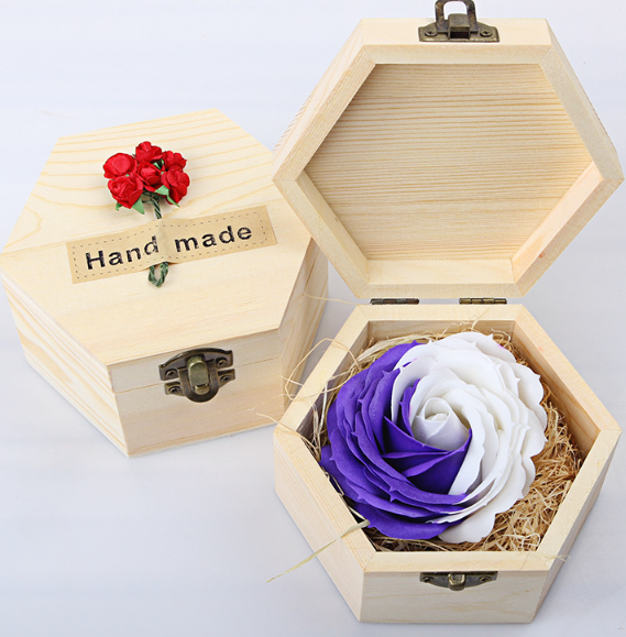 Soap Flower Gift Box - White and Red