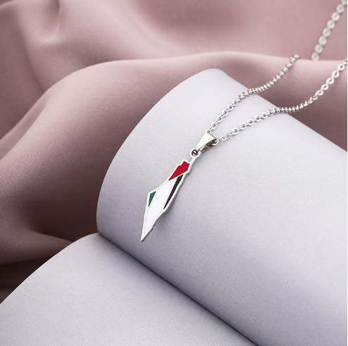 Palestine Map Flag Necklace 3