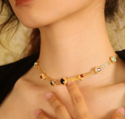 Vintage Gemstone Collar Necklace 1