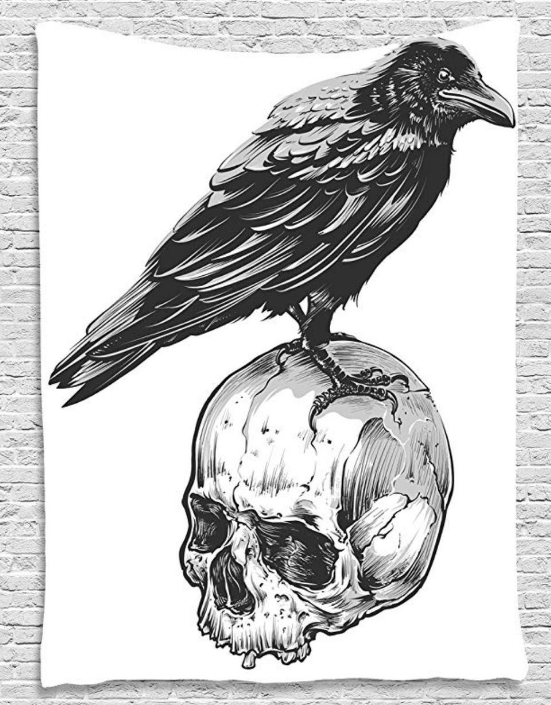 Bird Tapestry with Skull Design