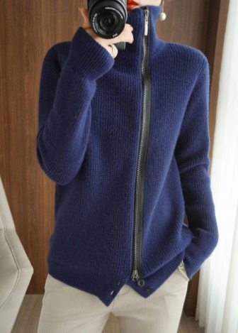 Woolen Knit Cardigan Back View