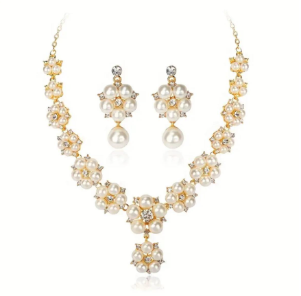 Pearl Necklace and Earrings Set 6