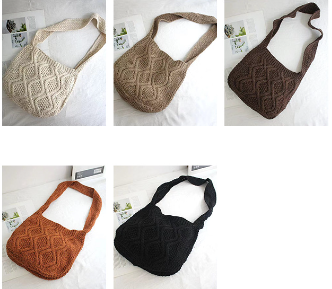 Literary Crochet Shoulder Bag - Beige