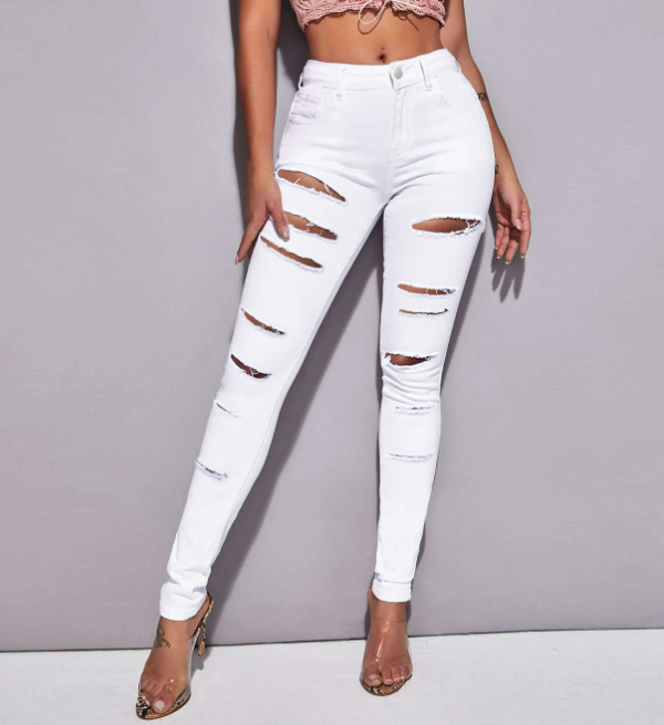Dark Blue High Waist Skinny Jeans Image 5