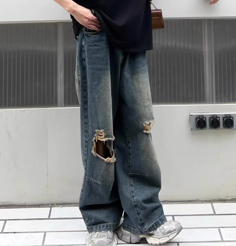 Men's Distressed Washed Ripped Jeans - Image 4