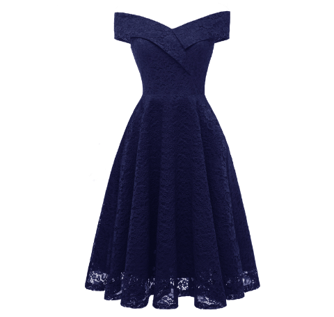 Lace Off-Shoulder Dress in Violet