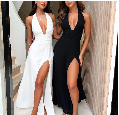 2024 sexy deep V split dress image 4