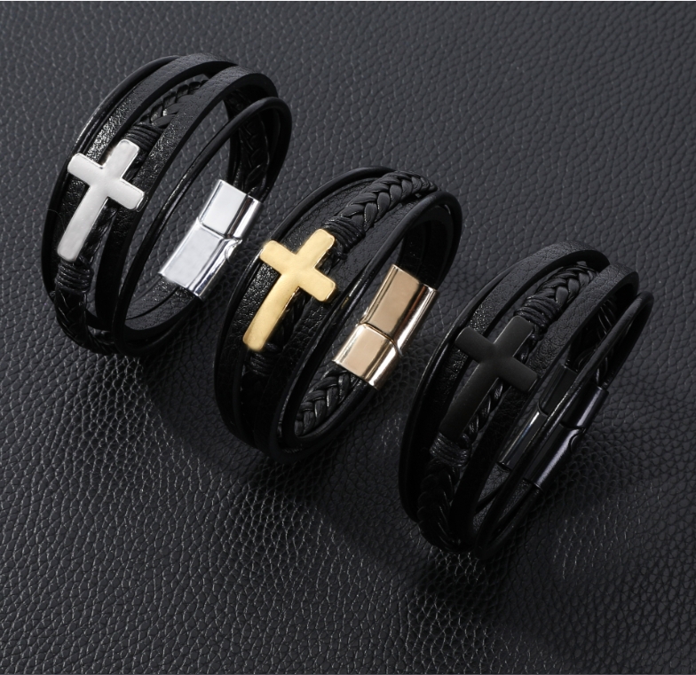 Men's Stainless Steel Cross Fashion Bracelet