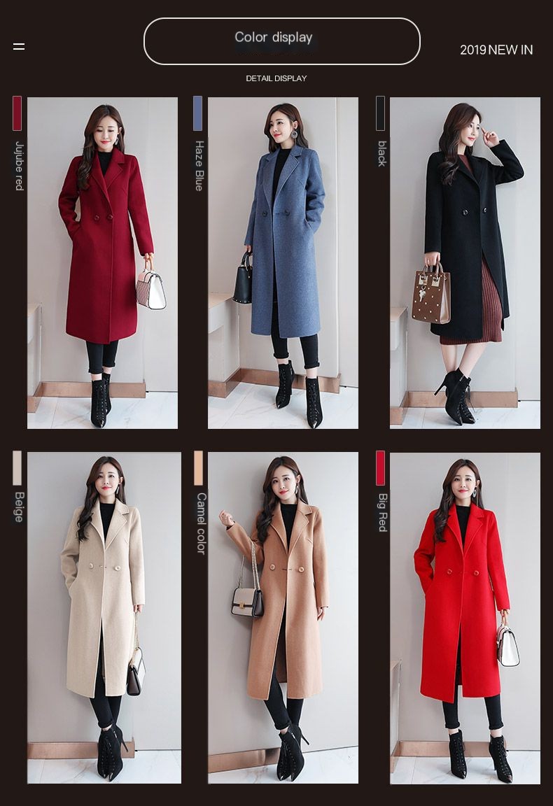 Women's Stylish Wool Coat - Red / S&&Red&&S/Coat (single piece)