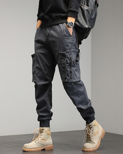 Workwear pants for men in autumn, new Korean style trendy men's Harun leggings, loose fitting leggings with multiple pockets