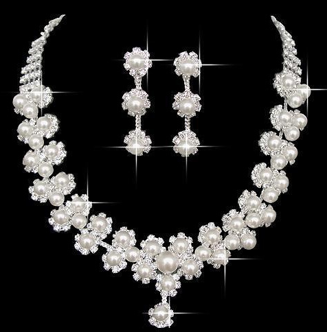 Pearl Necklace and Earrings Set