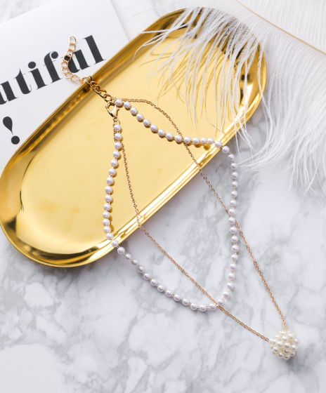 Double Layer Pearl Chain Necklace