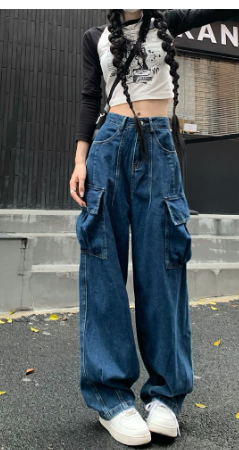 Dark Blue Wide-leg Pants