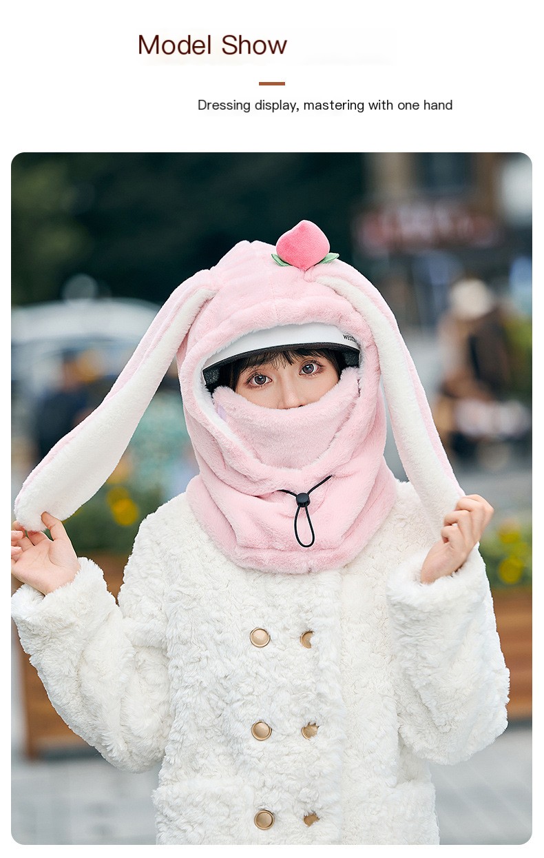 Ski Face Helmet Cap Cute Rabbit