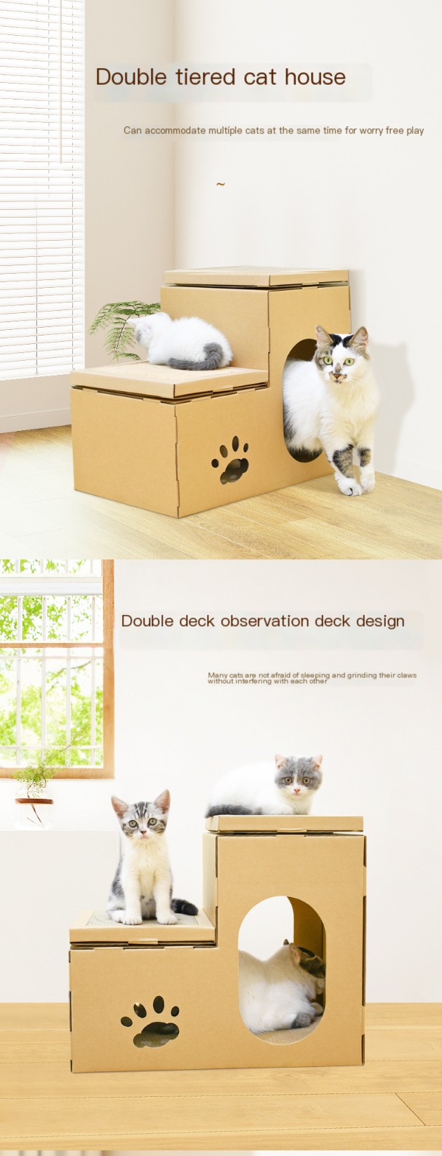 Double-layer corrugated paper cat house