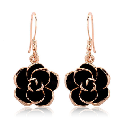 Silver Rose Flower Earrings