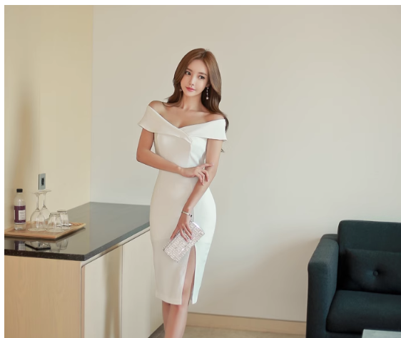 White V-Neck Bodycon Dress Image 10