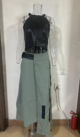 Halter Short Drape Top and Fashionable Skirt