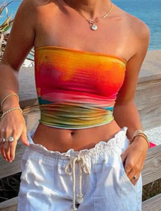 Y2K Strapless Tube Crop Top