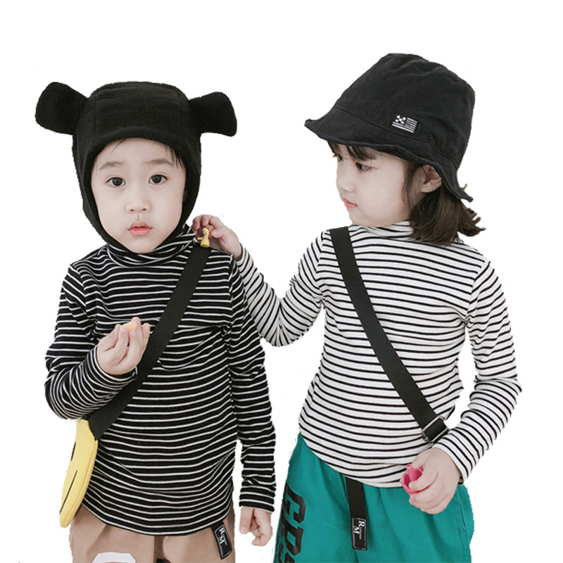 Children's striped high neck bottoming shirt image