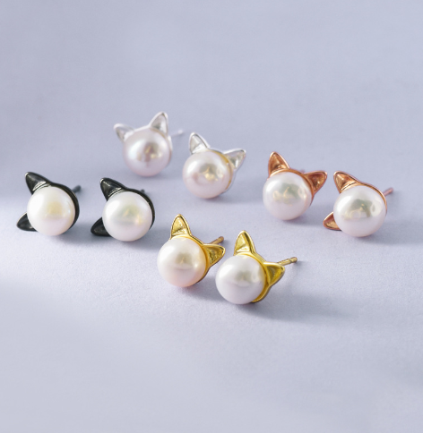 Black Gold Cat Ear Earrings