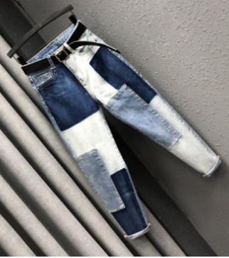 Contrasting Stitching Jeans Side View