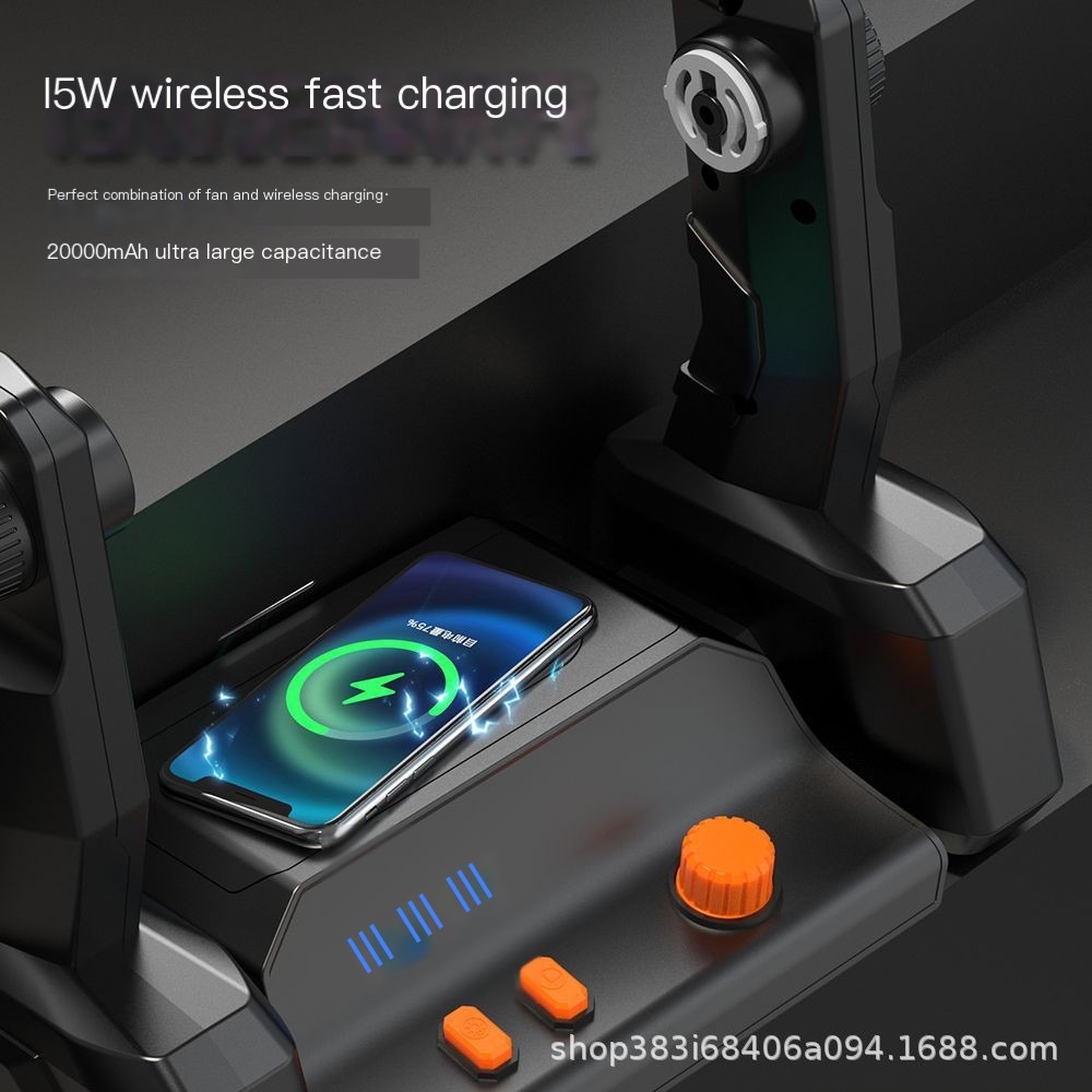 Wireless Charging Fan in use