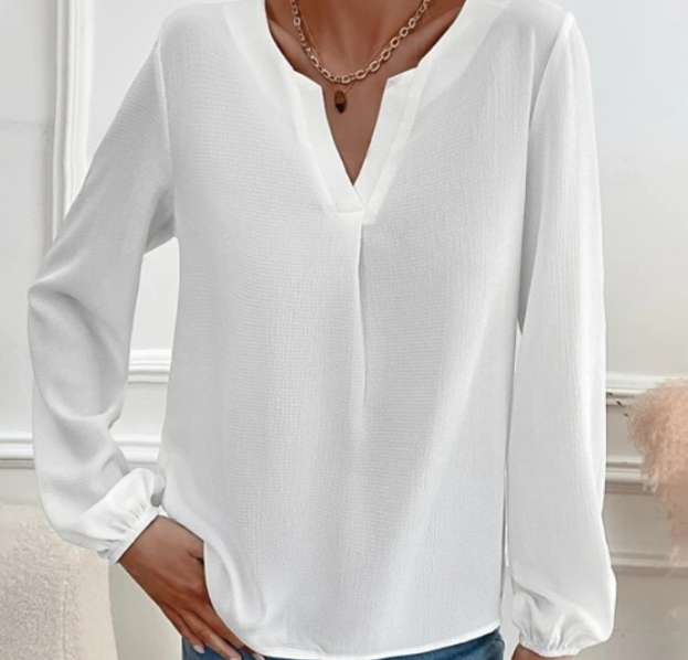 Solid Color Loose Pullover Chiffon Shirt - Image 4