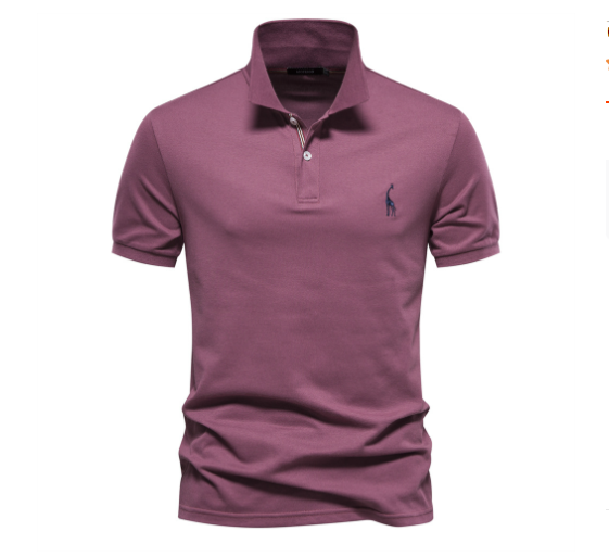 Men's Casual Polo Shirt - Deer Embroidery Detail