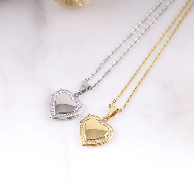 Gold Heart Locket Necklace