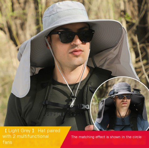 Dayan Sunscreen Sun Hat Outdoor Sunshade Big Shawl Neck Protection Hat Large Wind Power Rechargeable Solar Dual Fan Hat