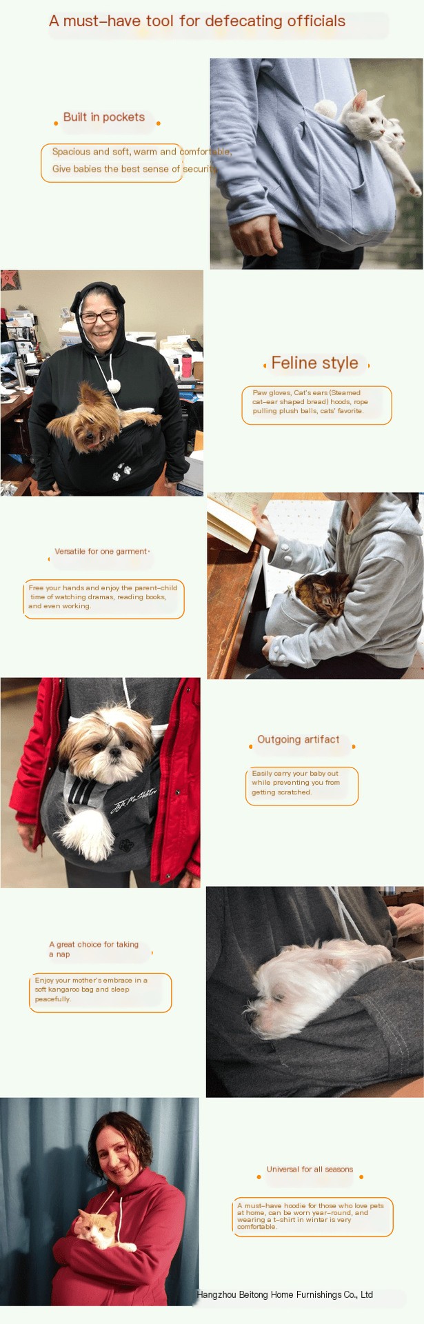 Comfortable Pet Carrier Hoodie