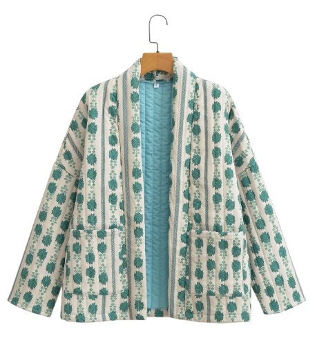 Ethnic Quilted Cotton Printed Cotton Jacket Cotton Jersey image