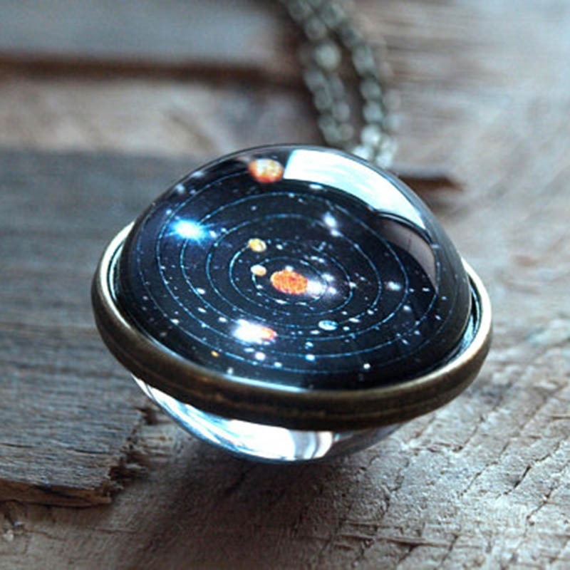 Solar System Necklace - Blue Back Side