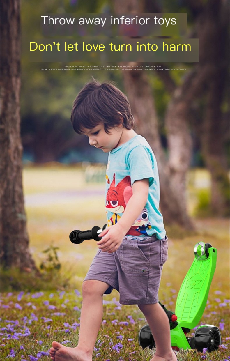 Swiss surfing children folding scooter boys and girls graffiti wide wheel scooter three four-wheel flash pulley