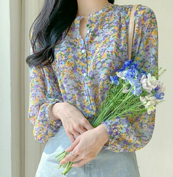 Floral Chiffon Shirt Image 1