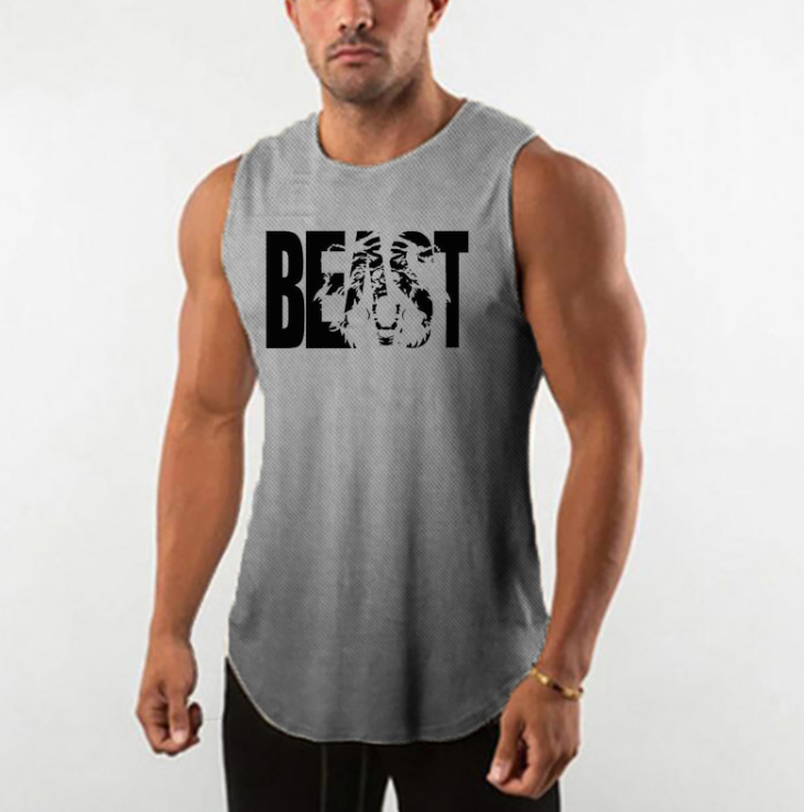 Round Neck High-Slit Sports Vest Image 3