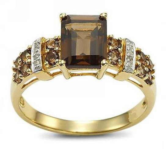 Anillo de Moda Rectangular de Obsidiana