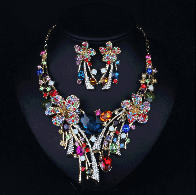 Colorful Alloy Necklace and Earring Set