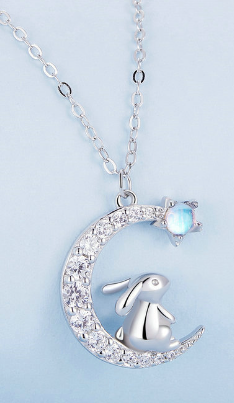 Colar Coelho Shine Moon - em Prata 925 e Zircônias