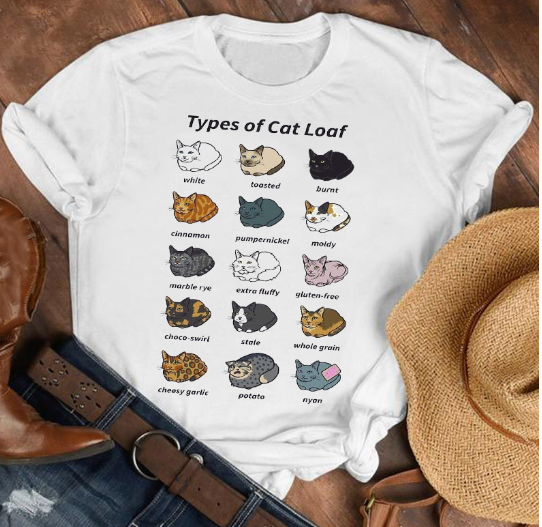 Types Of Cat Loaf T-Shirt in Different Colors