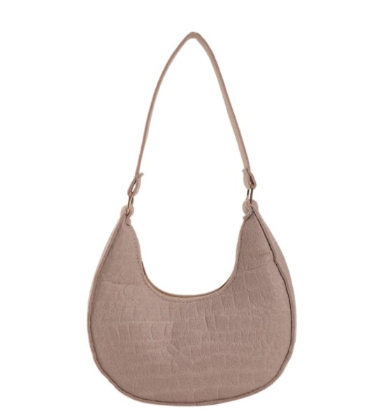 Crocodile Pattern Dumpling Bag - Rose Red